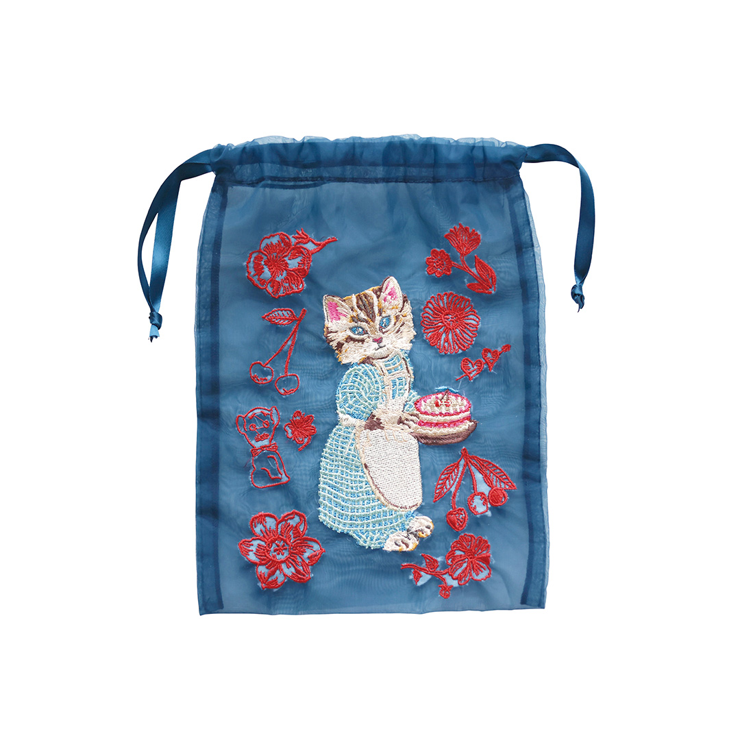 Nathalie Lete Organdy Drawstring pouch Blue eye | 8000000works